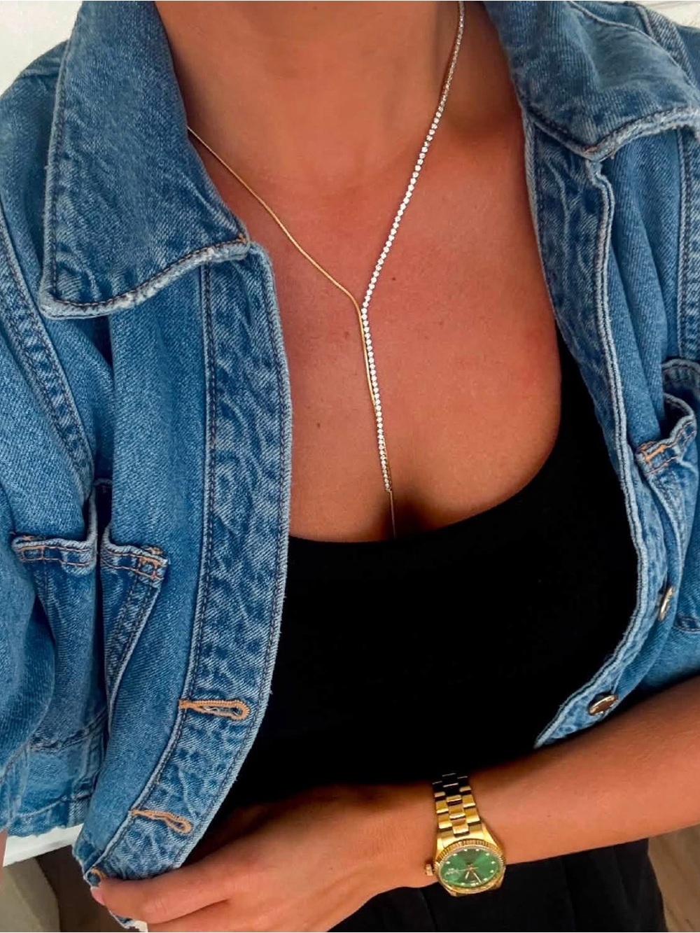 Delicate Two-Tone Lariat Necklace in Gold and Silver